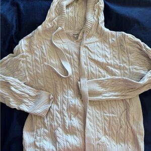 Splendid Cream Cable Knit Hooded Cardigan